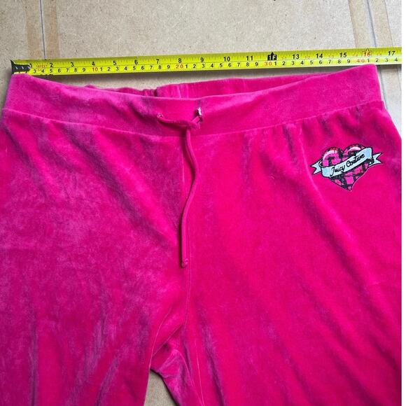 Y2K Juicy Couture Tracksuit Pants Velour Lounge Pink 18.5 Bottoms - Picture 5 of 7
